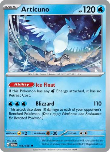 קלף בודד single פוקימון - articuno - 151 - 144/165