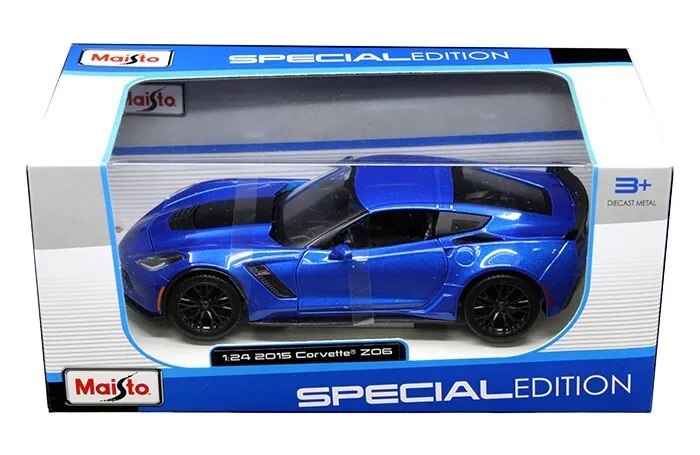 דגם מכונית מאיסטו מהדורה מיוחדת כחול 1/24 Maisto 2015 Chevrolet Corvette Z06