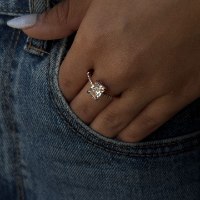 טבעת נוי משובצת | טבעת רוז גולד| טבעת מלבן