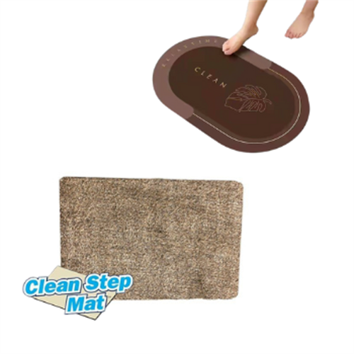 שטיח PVC אובלי בצבע חום + שטיח הקסם בצבע חום | שטיח אמבטיה | שטיח לאמבטיה נגד החלקה | מתייבש במהירות