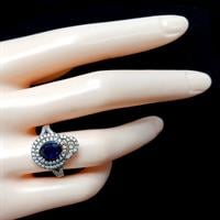 טבעת כסף משובצת אבן זרקון כחולה וזרקונים קטנים RG5652 | תכשיטי כסף 925 | טבעות כסף