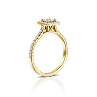 טבעת אירוסין זהב צהוב 14 קראט משובצת יהלומים PRINCES HALOW