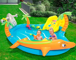 בריכה מתנפחת לילדים (280X25787 סמ) דולפין כריש + מגלשה 53067 מבית Bestway