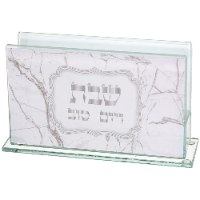 מחזיק גפרורים מזכוכית שיש כסף