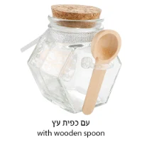 כלי לדבש מזכוכית בצורת משושה