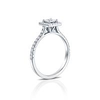 טבעת אירוסין זהב לבן 14 קראט משובצת יהלומים PRINCES HALOW