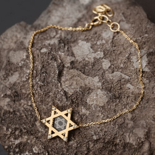 צמיד זהב 14K לנשים מגן דוד ויהלומים