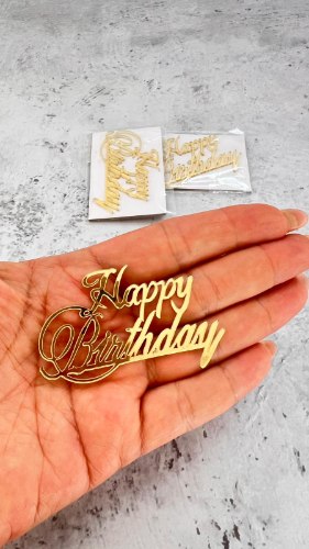 3 יח טופר מיני HAPPY BIRTHDAY (לבנטו/ קאפקייקס/ פריך) -צבע זהב
