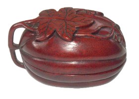 קופסת עץ סינית עתיקה מגולפת בעבודת יד, בצורת דלעת, קופסה מעץ אדום