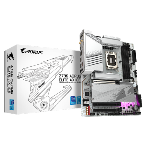 לוח אם Gigabyte Z790 AORUS ELITE AX ICE ATX DDR5 WIFI BT WHITE