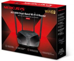 ראוטר Mercusys AX1800 Dual-Band WiFi 6 MR70X – אריזת המוצר המציגה את הראוטר השחור
