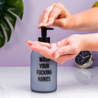 דיספנסר לסבון נוזלי עם תזכורת Wash Your Fucking Hands - מארז לא מושלם
