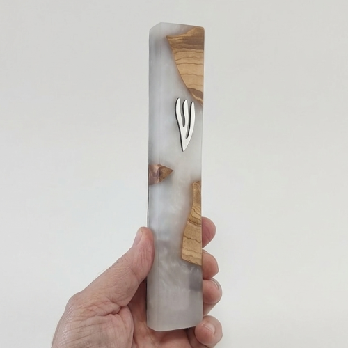 Mezuzá de Lujo para Puerta Principal: 20cm Olivo y Epoxi
