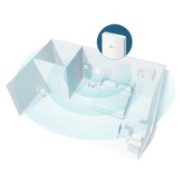 נקודת גישה Omada EAP235-Wall Access Point – דיאגרמה המציגה את נקודת הגישה הלבנה בקיר וכיסוי Wi-Fi