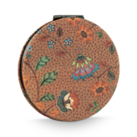 מראת כיס עגולה קטנה FLORA BANGELORE צבע קאמל 7X1X7