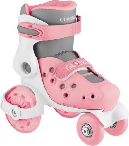 גלגיליות 4 גלגלים מתכווננות לילדים גלובר Globber GO QUAD מידה 26-29 בצבע ורוד פסטל