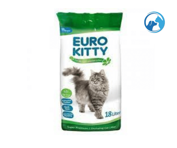 חול לחתולים יורוקיטי מתגבש עם פחם פעיל 18 ליטר Euro-Kitty