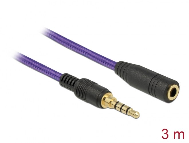 כבל מאריך אודיו Delock Extension Klinken Kabel Stereo Jack Cable 3.5 mm 4 pin 3 m
