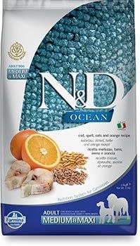 N&D נטורל אנד דלישס לכלבים בוגרים דג קוד דגנים תפוז 12 קג - NATURAL & DELICIOUS FISH ANCIENT GRAIN