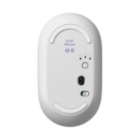 סט מקלדת ועכבר אלחוטיים צבע לילך Logitech Pop Icon Combo – החלק התחתון של עכבר אלחוטי לבן נראה עם חיישן אופטי
