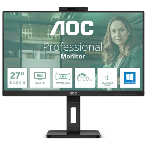 מסך מחשב AOC 27" IPS QHD 100Hz 4ms with Webcam