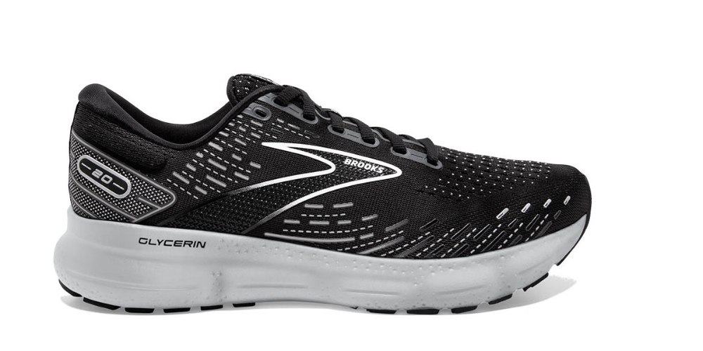 BROOKS | ברוקס - נעלי ריצה גברים 2E Glycerin 20 שחור לבן | ברוקס גברים