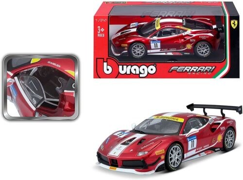 דגם מכונית בוראגו פרארי צ'אלנג' מירוצים Bburago Ferrari 488 Challenge Formula 1/24