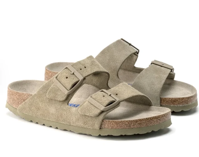 Birkenstock  Birkenstock Arizona Soft Footbed Suede Leather Faded Khaki 1019045