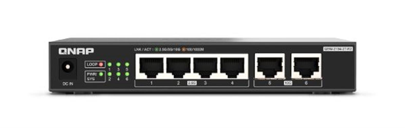 מתג לא מנוהל 2x10GbE + QNAP QSW-2104-2T-R2 4x2.5GbE