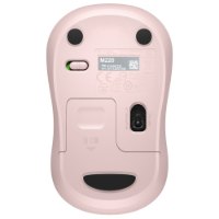 עכבר אלחוטי צבע ורוד Logitech M240 Silent Bluetooth – ורוד נראה במבט עילי על רקע לבן עם לוגו logi