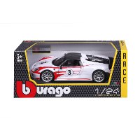 דגם מכונית בוראגו פורשה מירוצים לבנה 1/24 Bburago Porsche 918 Weissach