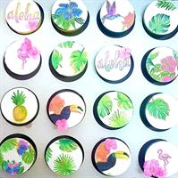 Tropical Garden Mat | palm leaves botanical print | Lovebirds | Tropical Summer Wedding Stamp