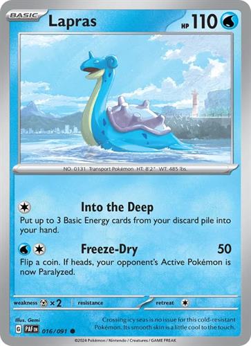 קלף בודד single פוקימון - lapras - Paldean Fates - 016/091