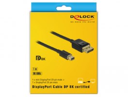 כבל מסך Delock Certified Mini DisplayPort 1.4 to DisplayPort 1.4 Cable 8K 60 Hz 1 m