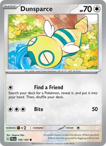 קלף בודד single פוקימון - dunsparce - Paldea Evolved - 156/193
