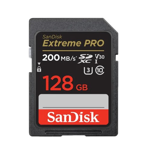 כרטיס SD SanDisk Extreme Pro 128GB V30 במהירות 200MB/s סנדיסק