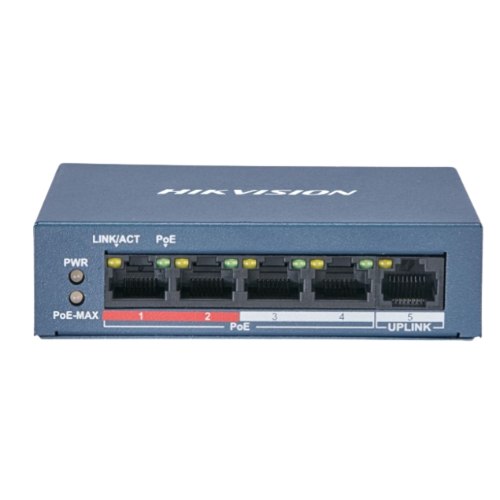 מתג לא מנוהל 4 פורטים Hikvision 4 Port Fast Ethernet Unmanaged POE Switch DS-3E0105P-E/M(B)