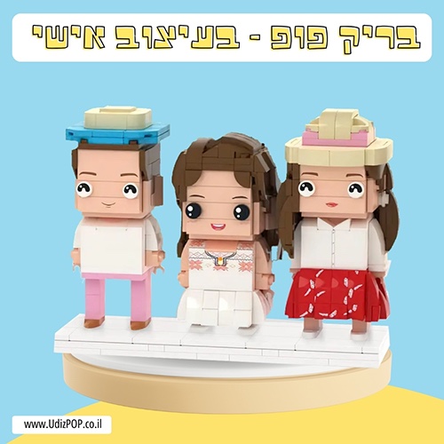 בריק פופ - שלישיית דמויות שלכם מקוביות הרכבה בעיצוב אישי