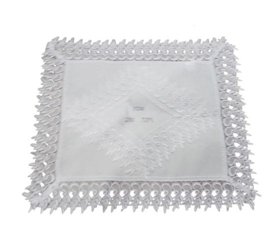 כיסוי חלה לבן מסגרת עלים 50X60 ס"מ
