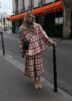 Red Plaids Oversized Jacket