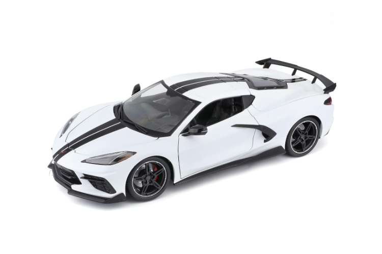מאיסטו - מכונית שברולט קורבט סטינגר  - Maisto 2020 CHEVROLET CORVETTE C8 STINGRAY COUPE   WHITE 1:24