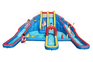 פארק מים מתנפח ענק לילדים עם 3 מגלשות HappyHop מק"ט 9045R