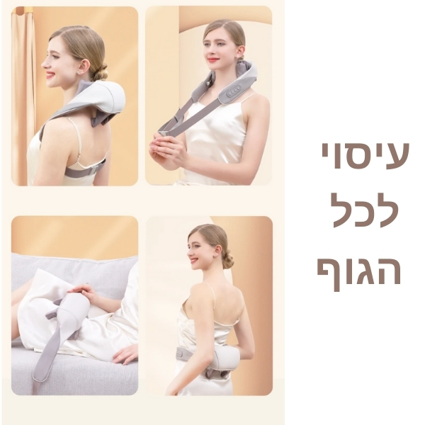 מכשיר עיסוי שיאצו אורטופדי לגב עליון ולצוואר ולכתפיים 5D (1)