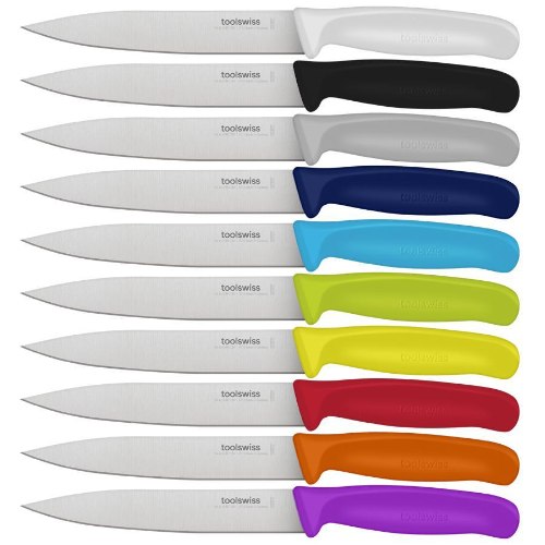 סכין שולחן שפיץ חלק 10 ס"מ TOOLSWISS מגיע במגוון צבעים