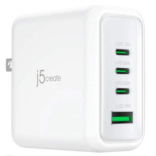 מטען קיר j5create 70W GaN עם 3 יציאות USB-C ויציאת USB-A