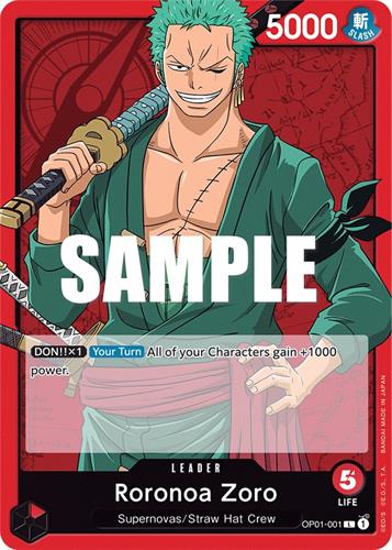 קלף בודד וואן פיס one piece - roronoa zoro - Romance Dawn - op01-001