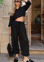 Waffle Balloon Tracksuit- Black