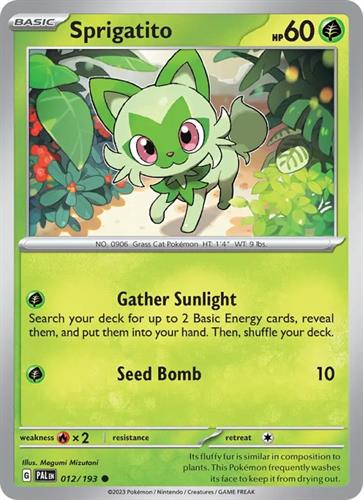 קלף בודד single פוקימון - sprigatito - Paldea Evolved - 012/193