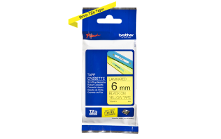 סרט סימון שחור על רקע צהוב Brother TZe611 Labelling Tape Cassette 6mmx8m