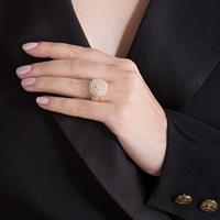 טבעת השראת היהלום משובצת 1 קראט יהלומים בזהב צהוב
